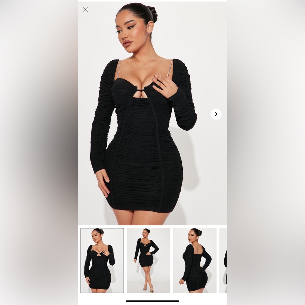 *Brand New Size Small Fashion Nova Black Dress!In perfect condition!Bling detail